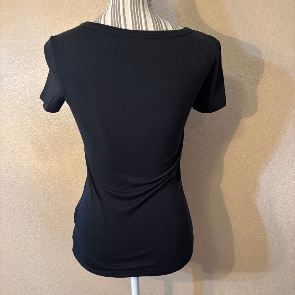 SALE! Amazon Essentials Tee XS Black V-Neck Short Sleeves Cotton Modal Stretch - Picture 3 of 8